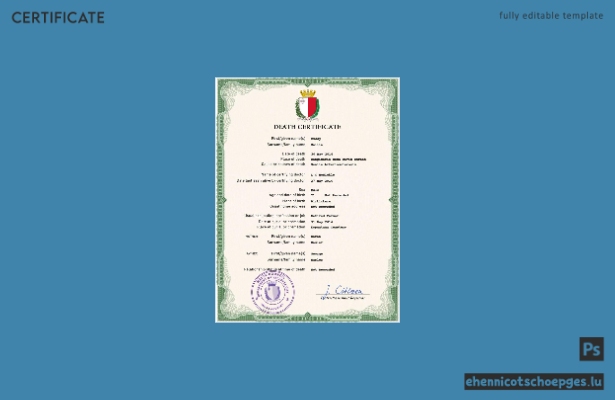 Malta Personenstandsregister Sterbeurkunde PSD-Beispielvorschau